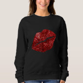 Roter Kissenstift Glitzer Lipstick Kiss Rote Lippe Sweatshirt (Vorderseite)