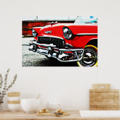 Roter Klassiker Vintage Oldtimer Auto Art Poster (Küche)