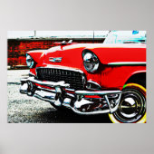 Roter Klassiker Vintage Oldtimer Auto Art Poster (Vorne)