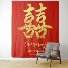 Roter klassischer chinesischer Hochzeitstee im Hin Wandteppich