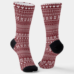 Roter klassischer Weihnachtspullover Muster Socken