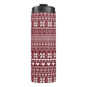 Roter klassischer Weihnachtspullover Muster Thermosbecher
