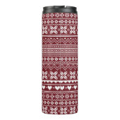 Roter klassischer Weihnachtspullover Muster Thermosbecher (Rückseite)