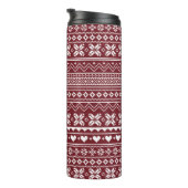 Roter klassischer Weihnachtspullover Muster Thermosbecher (Nach rechts gedreht)