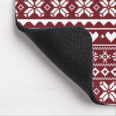 Roter klassischer Weihnachtspullover Strickmuster Mousepad (Ecke)