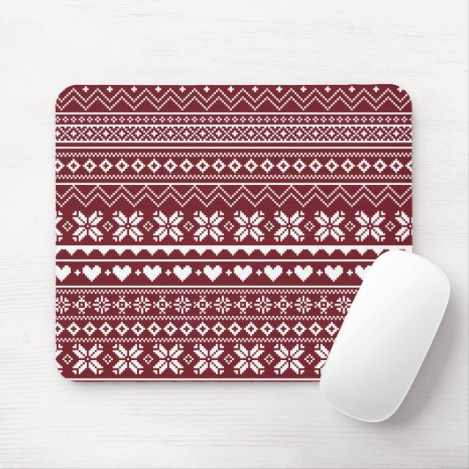 Roter klassischer Weihnachtspullover Strickmuster Mousepad (Mit Mouse)