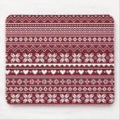 Roter klassischer Weihnachtspullover Strickmuster Mousepad (Vorne)