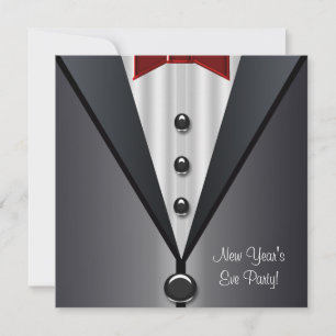 Roter Kleid schwarzer Smoking Silvesterparty Einladung
