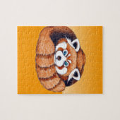 Roter kleiner Panda auf Orange Puzzle (Horizontal)