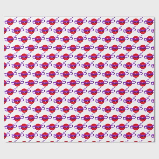 roter Knopf mit lila Bogen Geschenkpapier (Flach)