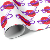 roter Knopf mit lila Bogen Geschenkpapier (Rolleneckpunkt)