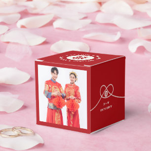 Roter Knutt Union Doppeltes Glück Chinesische Hoch Geschenkschachtel