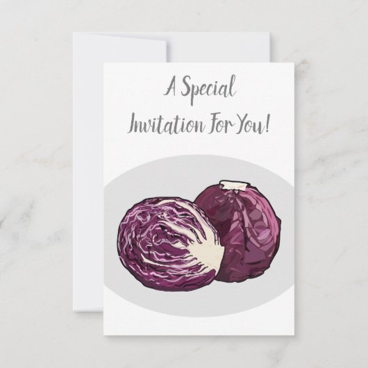 Roter Kohl Cartoon Abbildung Einladung (Rückseite)