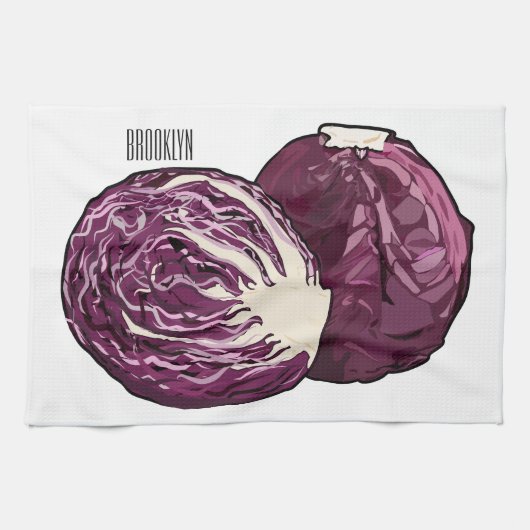Roter Kohl Cartoon Abbildung Geschirrtuch (Horizontal)