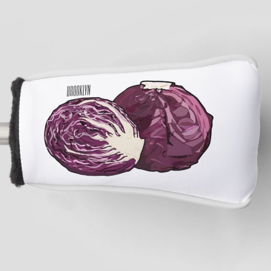 Roter Kohl Cartoon Abbildung Golf Headcover (Vorderseite)