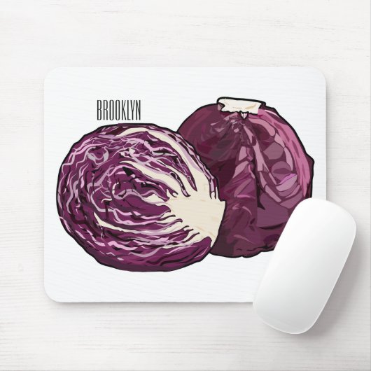 Roter Kohl Cartoon Abbildung Mousepad (Mit Mouse)