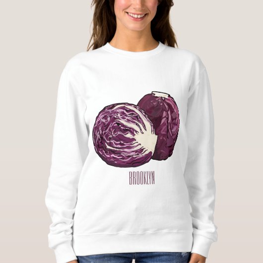 Roter Kohl Cartoon Abbildung Sweatshirt (Vorderseite)