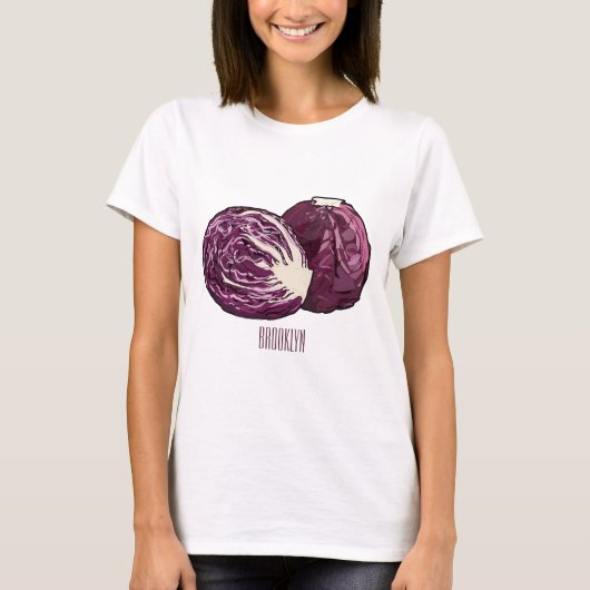 Roter Kohl Cartoon Abbildung T-Shirt (Vorderseite)
