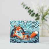 Roter Kohlfuchs in einem Pool Postkarte (Stehend Vorderseite)