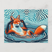 Roter Kohlfuchs in einem Pool Postkarte (Vorderseite)