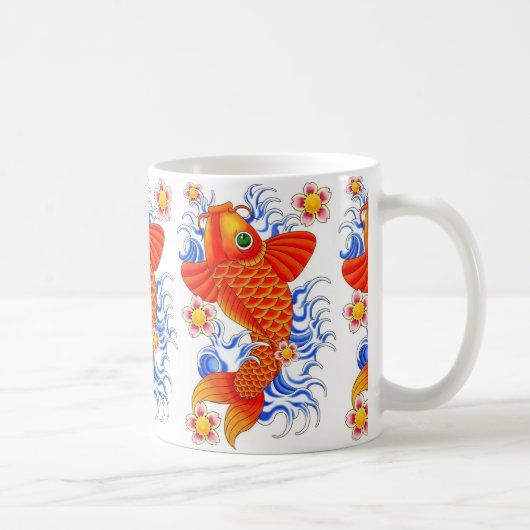 ROTER KOI FISCH-ENTWURF KAFFEETASSE (Rechts)