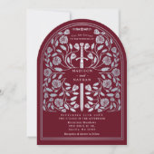 Roter Königlicher Mittelalter Silberschwert Hochze Einladung (Vorderseite)