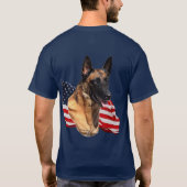 (Roter) Kopf Dobermann Pinscher mit Flagge T-Shirt (Rückseite)