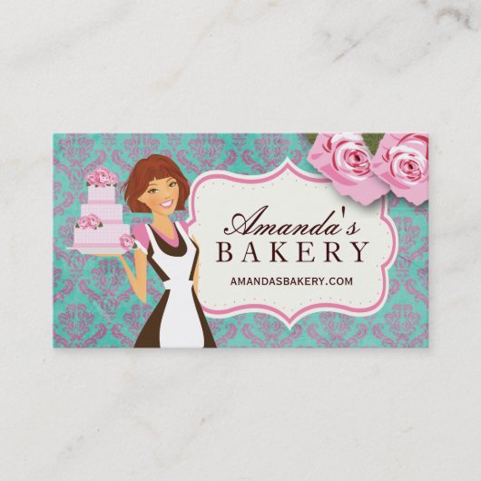 Roter Kopf mit Brown-Augen-Kuchen-Bäckerei Visitenkarte (Vorderseite)