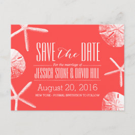 Roter Korallenfisch und SandDollar Save the Date Ankündigungspostkarte