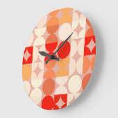 Roter Korallenrot Rosa Rosa Retro Art Muster Große Wanduhr (Winkel)