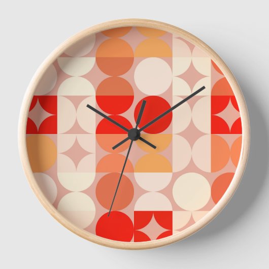 Roter Korallenrot Rosa Rosa Retro Art Muster Uhr (Vorderseite)