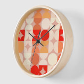 Roter Korallenrot Rosa Rosa Retro Art Muster Uhr (Winkel)