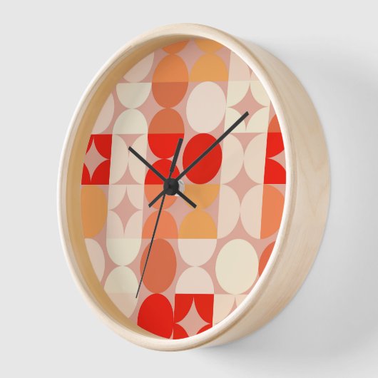Roter Korallenrot Rosa Rosa Retro Art Muster Uhr (Winkel)