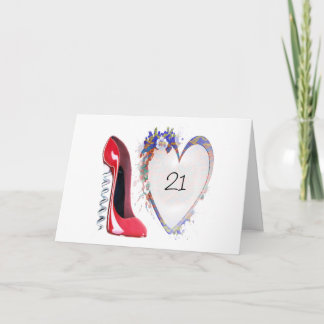 Roter Korkenzieher Stiletto Schuhe und Blumenkohl  Karte