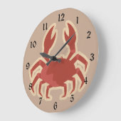 Roter Krabben-Cartoon Große Wanduhr (Winkel)