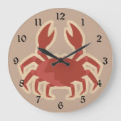 Roter Krabben-Cartoon Große Wanduhr (Vorderseite)