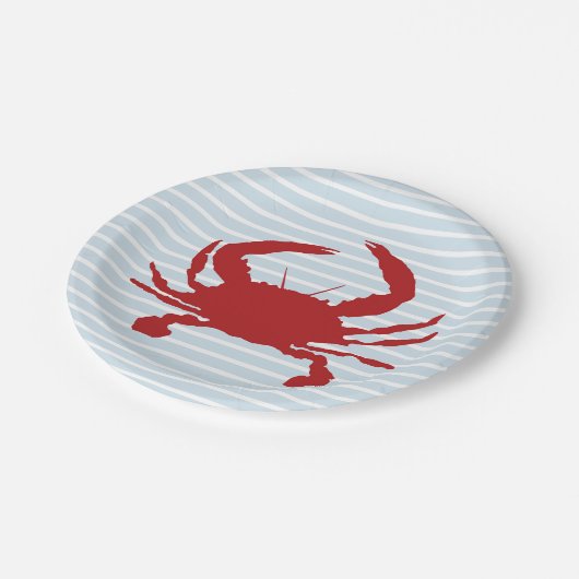 Roter Krabbenanstrich Pappteller (Schrägansicht)