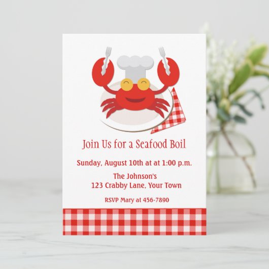 Roter Krabbenkohl Einladung (Stehend Vorderseite)