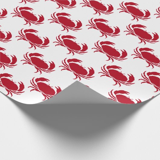 Roter Krabbenmuster an der Küste in Weiß Geschenkpapier (Ecke)