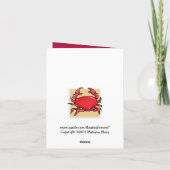 Roter Krabbensand Danke Note Card (Rückseite)