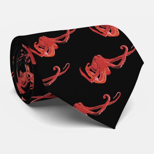 Roter Krake Krawatte (Gerollt)