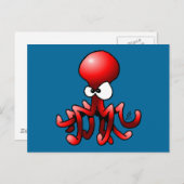 Roter Krake Postkarte (Vorne/Hinten)