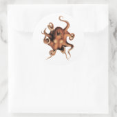 Roter Krake Runder Aufkleber (Tasche)