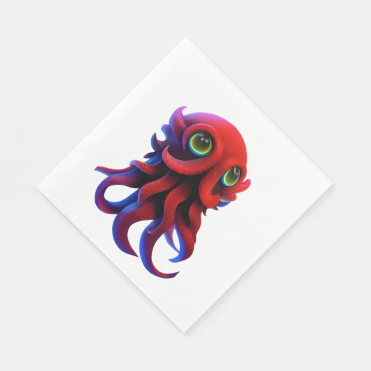 Roter Krake Serviette (Ecke)