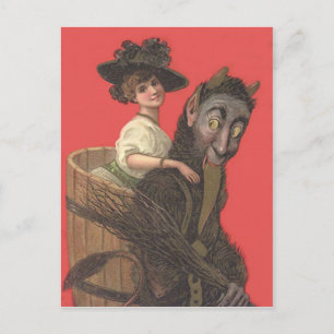 Roter Krampus entführt Frau Switch Postkarte