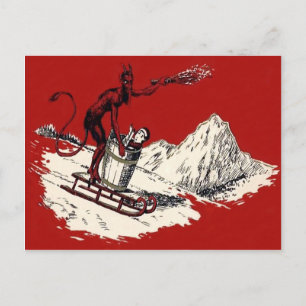 Roter Krampus-Schlitten-Berg-Switch-Entführt Postkarte