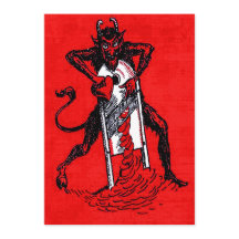 Roter Krampus schneidet Herz