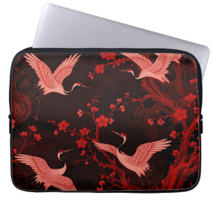 Roter Kranich-Kirschblüten-Chinoiserie-Muster Laptopschutzhülle