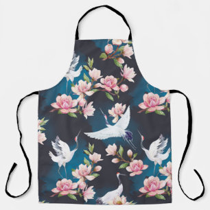 Roter Kranich Magnolie: Japanische Aquarellmalerei Schürze