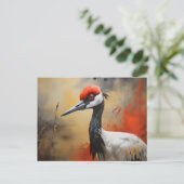 Roter Kranich nah Postkarte (Stehend Vorderseite)